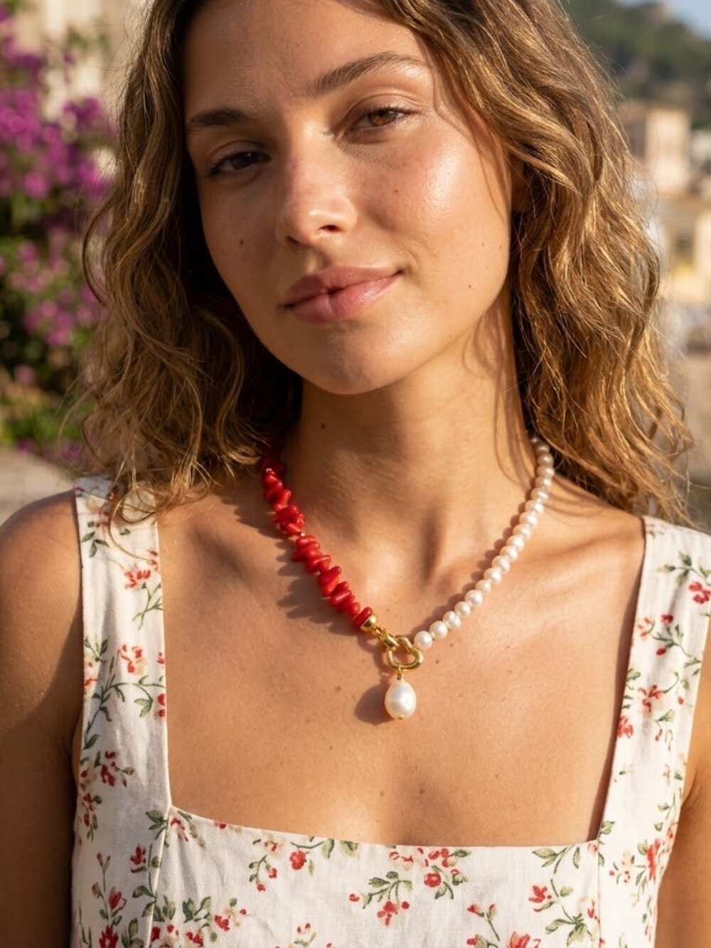 Red Coral Freshwater pearl necklace 🆕